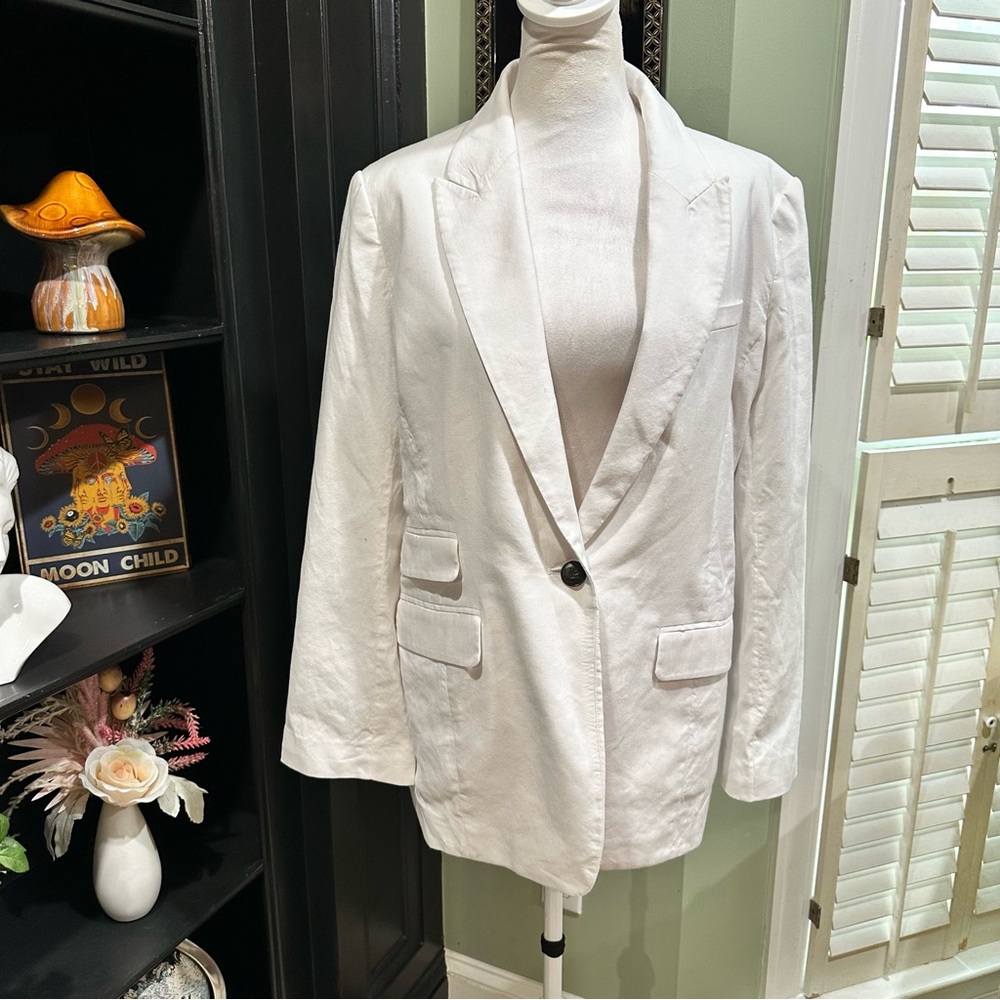 Rag & Bone Foster Linen Blend White Blazer Size 8